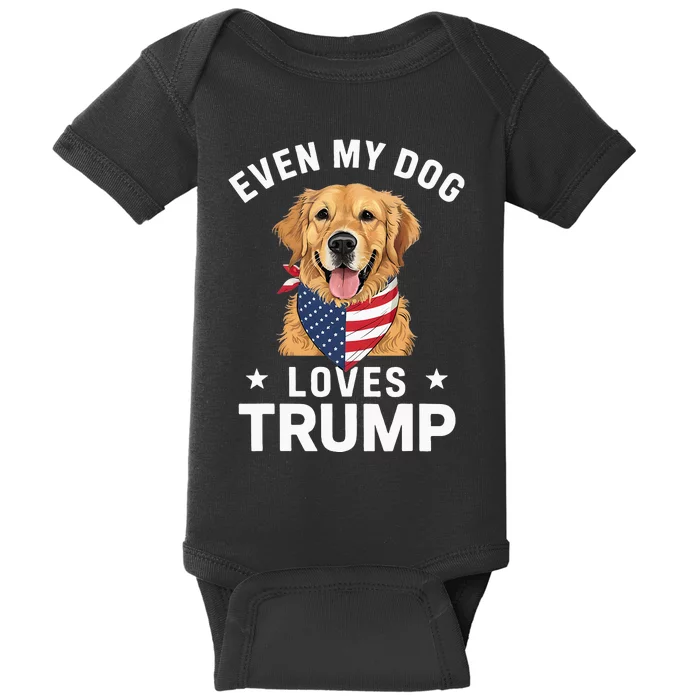 Retriever Even My Dog Loves Trump Usa Flag Bandana Baby Bodysuit