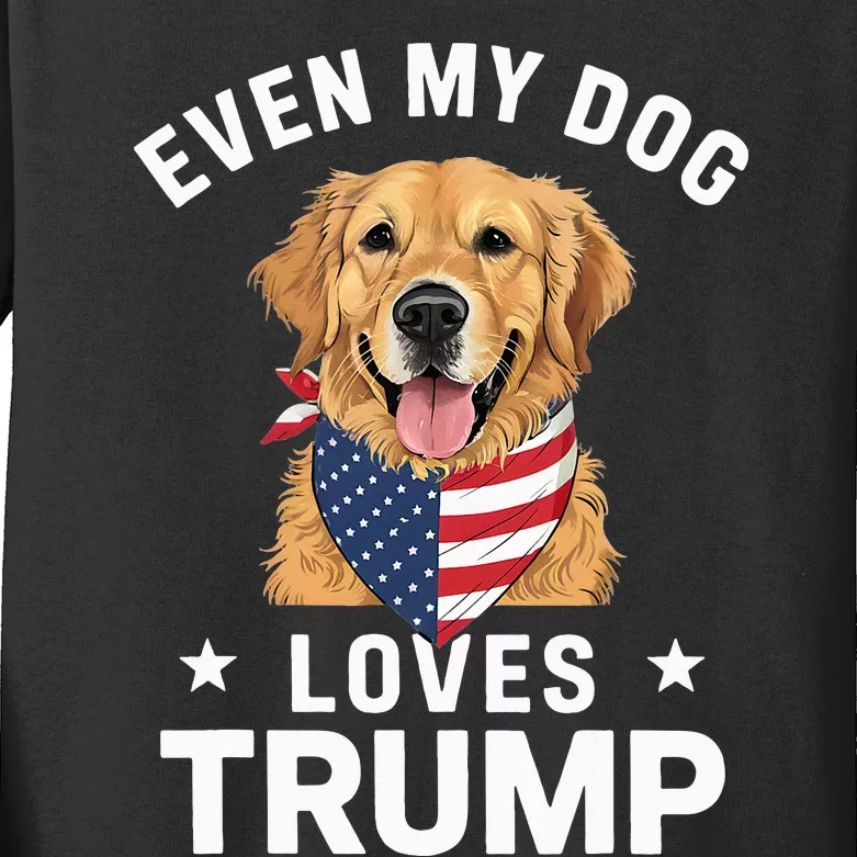 Retriever Even My Dog Loves Trump Usa Flag Bandana Kids Long Sleeve Shirt