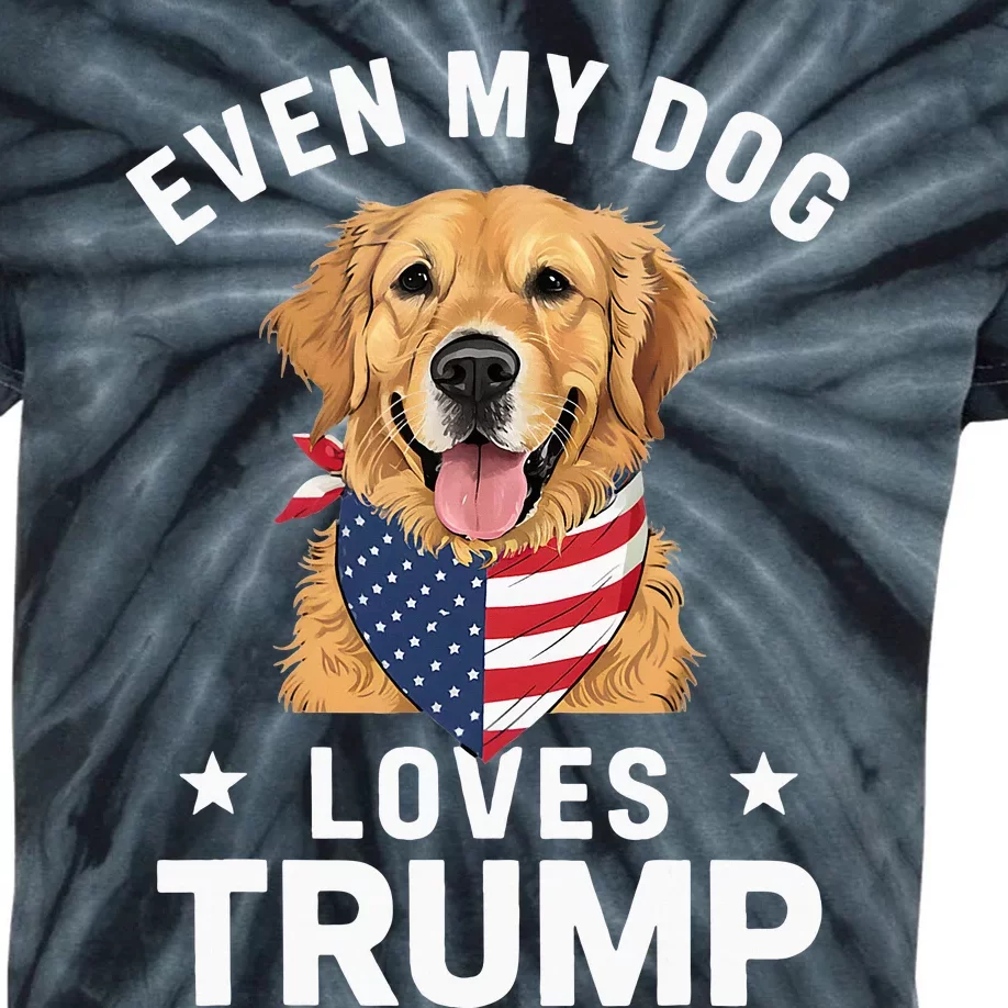 Retriever Even My Dog Loves Trump Usa Flag Bandana Kids Tie-Dye T-Shirt