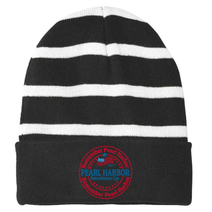 Remeber Pearl Harbor Striped Beanie with Solid Band