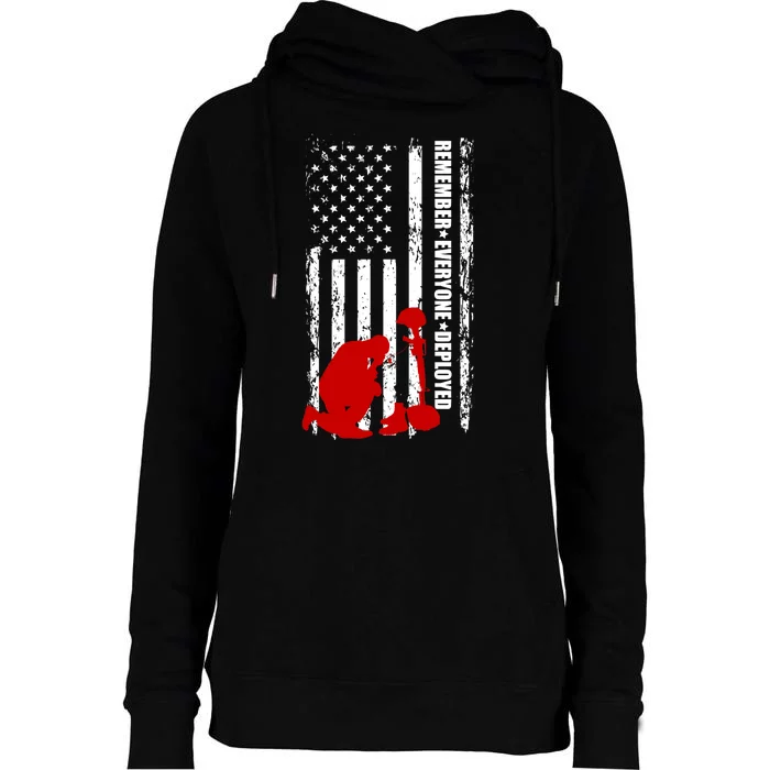 Remember Everyone Deployed Support Our Troops Womens Funnel Neck Pullover Hood