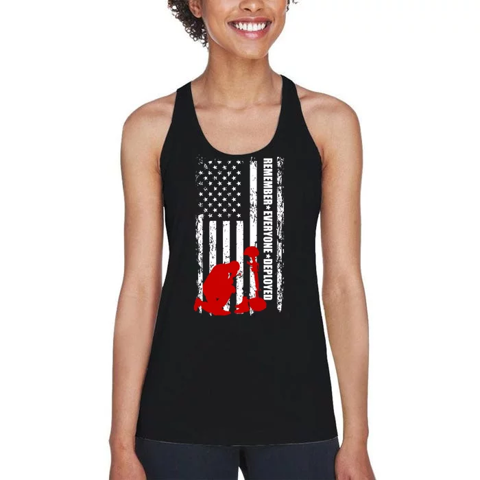 Remember Everyone Deployed Support Our Troops Women's Racerback Tank