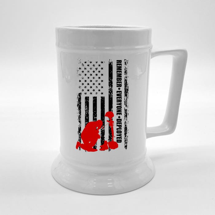 Remember Everyone Deployed Support Our Troops Front & Back Beer Stein