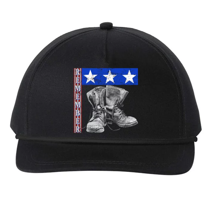 Remember Veteran Combat Boots Snapback Five-Panel Rope Hat