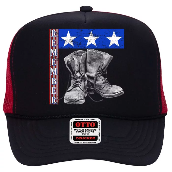 Remember Veteran Combat Boots High Crown Mesh Trucker Hat