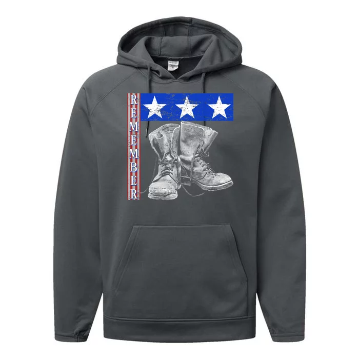 Remember Veteran Combat Boots Performance Fleece Hoodie