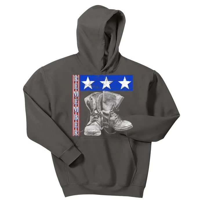 Remember Veteran Combat Boots Kids Hoodie