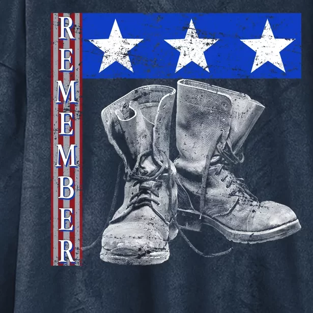 Remember Veteran Combat Boots Hooded Wearable Blanket