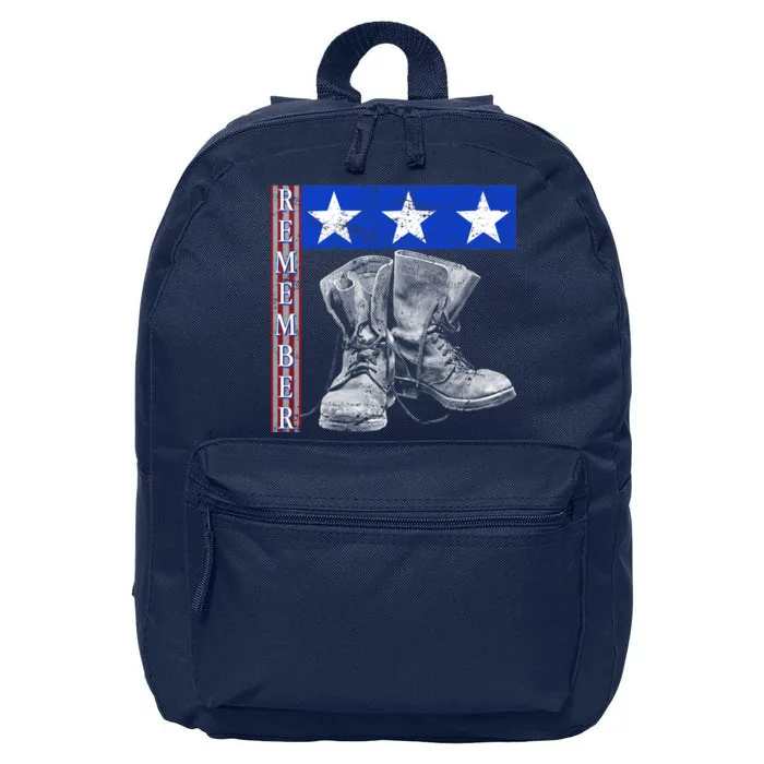 Remember Veteran Combat Boots 16 in Basic Backpack