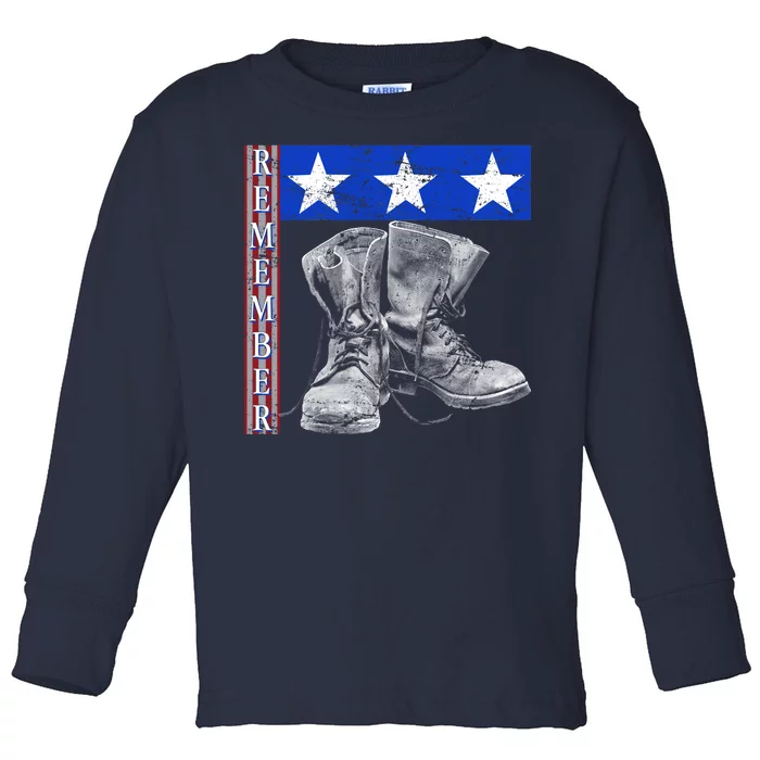 Remember Veteran Combat Boots Toddler Long Sleeve Shirt