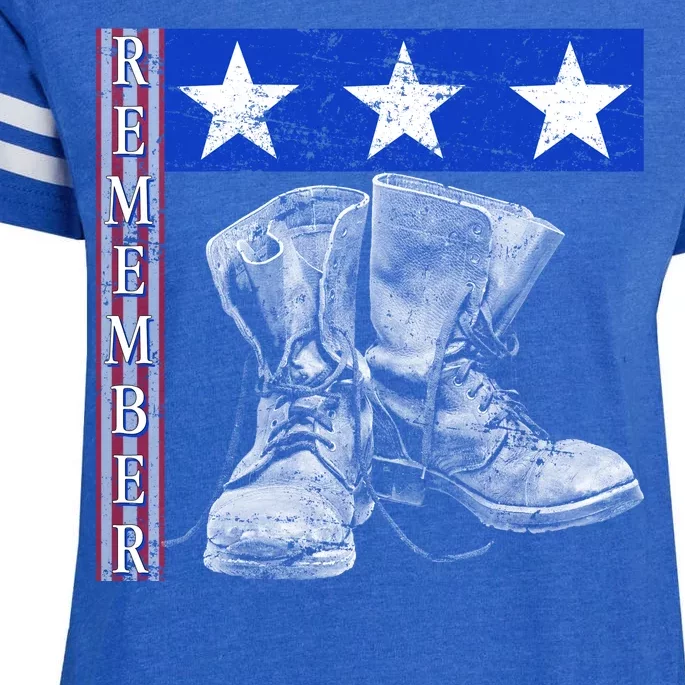 Remember Veteran Combat Boots Enza Ladies Jersey Football T-Shirt