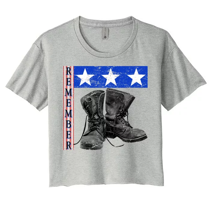 Remember Veteran Combat Boots Women's Crop Top Tee