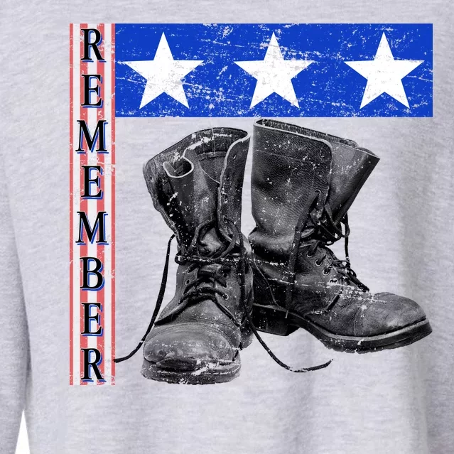 Remember Veteran Combat Boots Cropped Pullover Crew