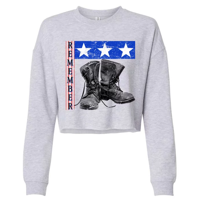 Remember Veteran Combat Boots Cropped Pullover Crew