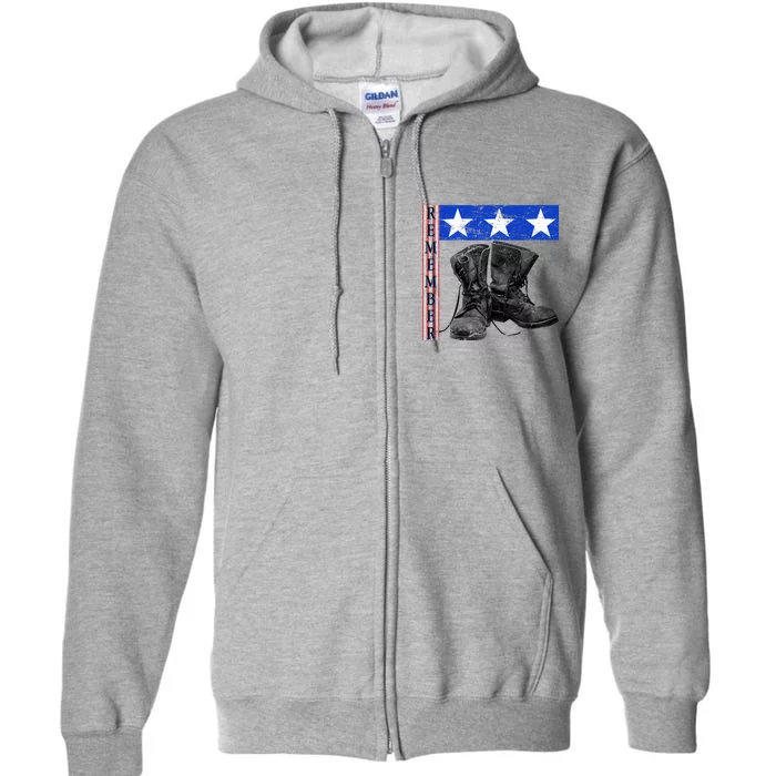 Remember Veteran Combat Boots Full Zip Hoodie