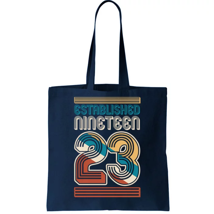 Retro Established Nineteen 23 1923 100th Birthday Tote Bag