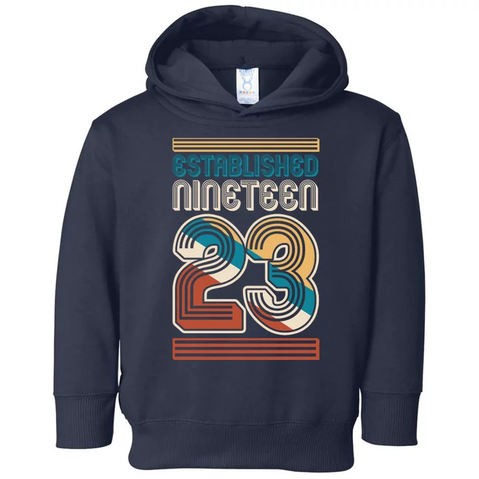 Retro Established Nineteen 23 1923 100th Birthday Toddler Hoodie