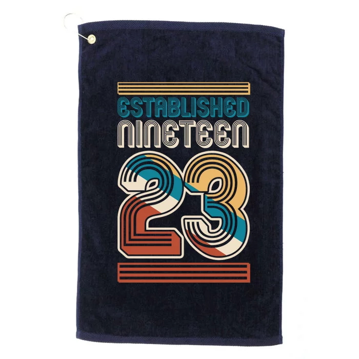 Retro Established Nineteen 23 1923 100th Birthday Platinum Collection Golf Towel