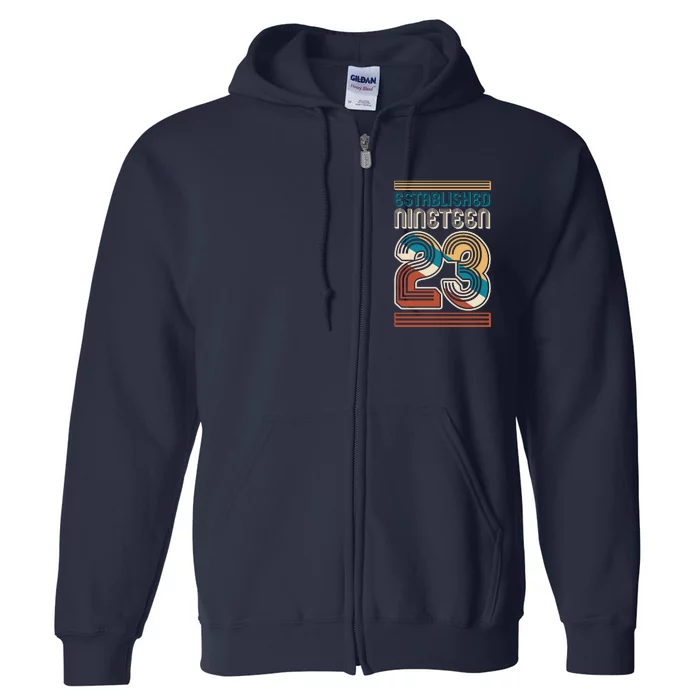 Retro Established Nineteen 23 1923 100th Birthday Full Zip Hoodie