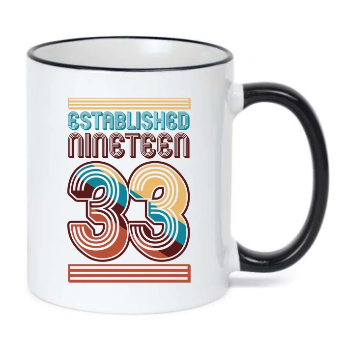 Retro Established Nineteen 33 1933 90th Birthday Black Color Changing Mug