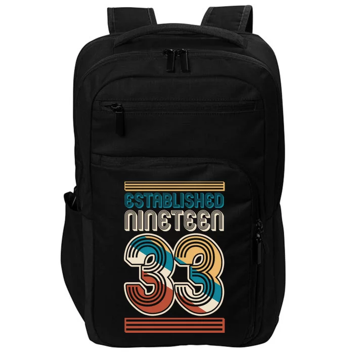 Retro Established Nineteen 33 1933 90th Birthday Impact Tech Backpack