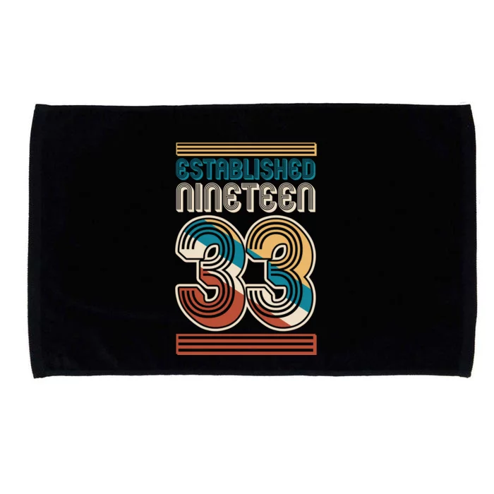 Retro Established Nineteen 33 1933 90th Birthday Microfiber Hand Towel