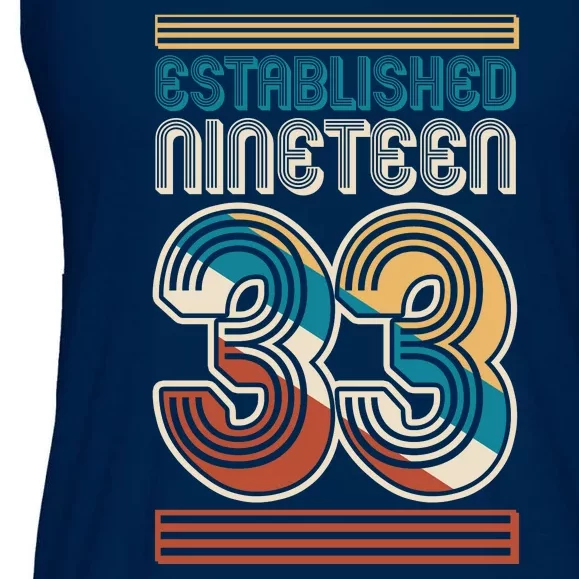 Retro Established Nineteen 33 1933 90th Birthday Ladies Essential Flowy Tank