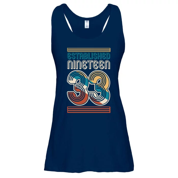 Retro Established Nineteen 33 1933 90th Birthday Ladies Essential Flowy Tank