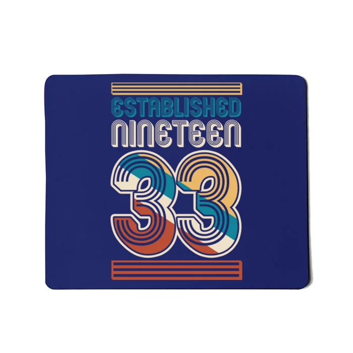 Retro Established Nineteen 33 1933 90th Birthday Mousepad