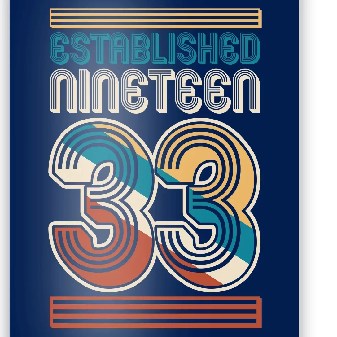 Retro Established Nineteen 33 1933 90th Birthday Poster