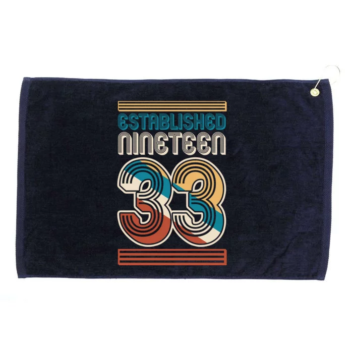 Retro Established Nineteen 33 1933 90th Birthday Grommeted Golf Towel