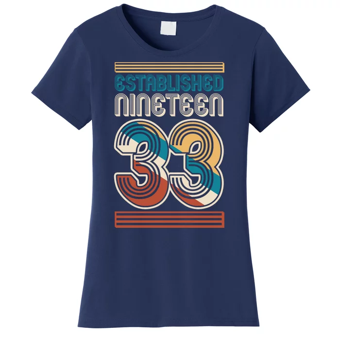 Retro Established Nineteen 33 1933 90th Birthday Women's T-Shirt