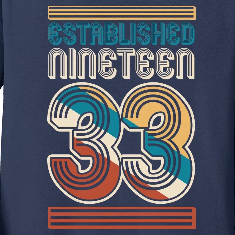 Retro Established Nineteen 33 1933 90th Birthday Kids Long Sleeve Shirt