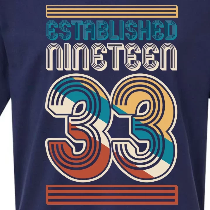 Retro Established Nineteen 33 1933 90th Birthday Sueded Cloud Jersey T-Shirt