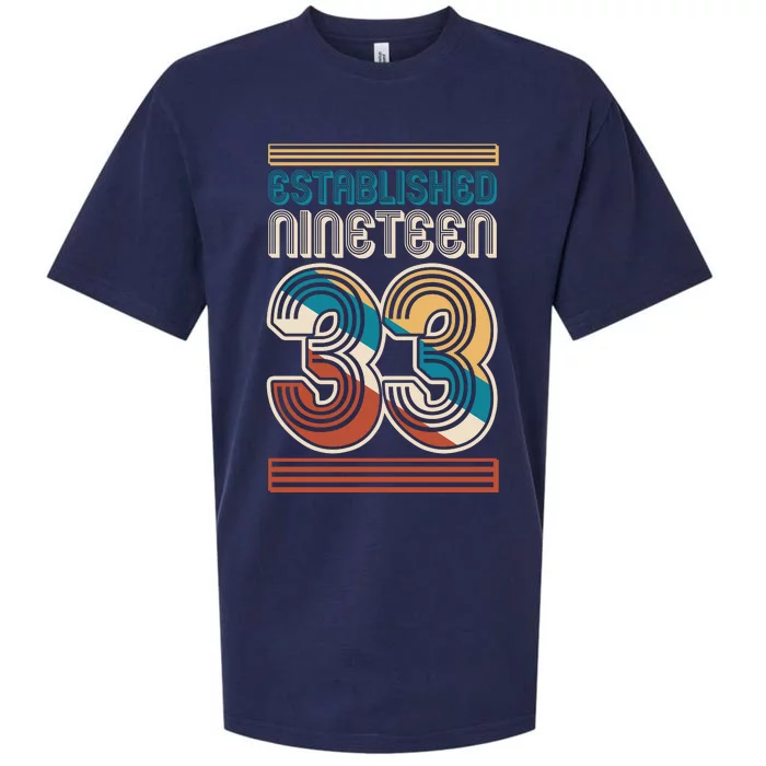 Retro Established Nineteen 33 1933 90th Birthday Sueded Cloud Jersey T-Shirt