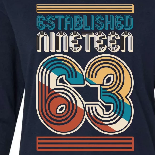 Retro Established Nineteen 63 1963 60th Birthday Womens Cotton Relaxed Long Sleeve T-Shirt