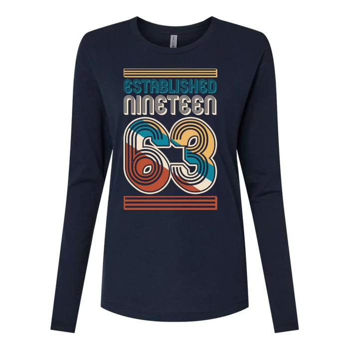 Retro Established Nineteen 63 1963 60th Birthday Womens Cotton Relaxed Long Sleeve T-Shirt