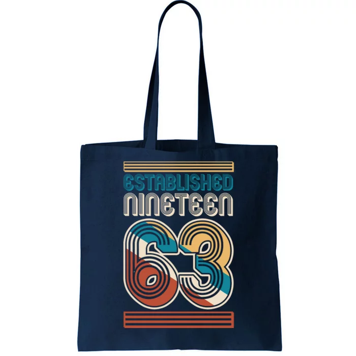 Retro Established Nineteen 63 1963 60th Birthday Tote Bag