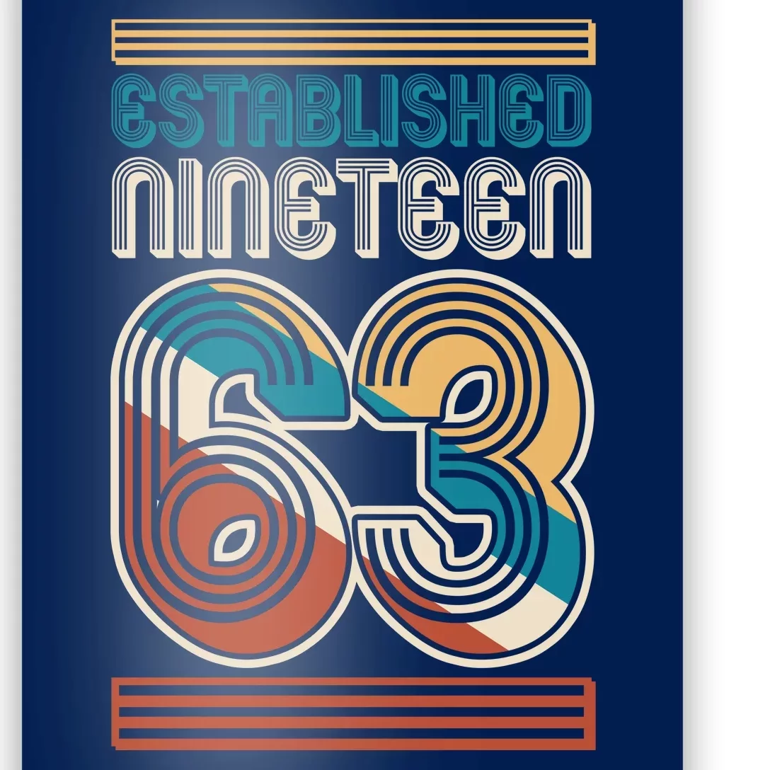 Retro Established Nineteen 63 1963 60th Birthday Poster