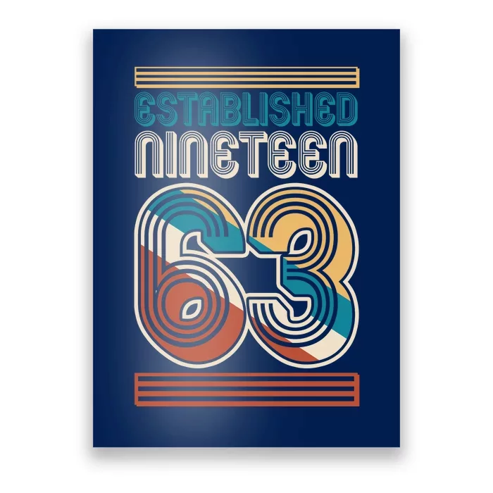 Retro Established Nineteen 63 1963 60th Birthday Poster