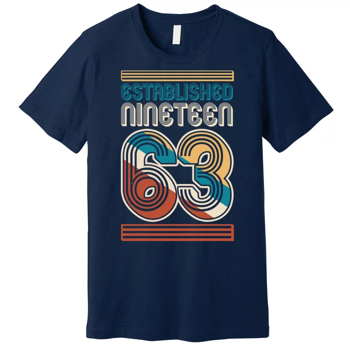 Retro Established Nineteen 63 1963 60th Birthday Premium T-Shirt