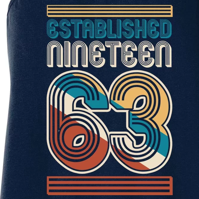 Retro Established Nineteen 63 1963 60th Birthday Women's Racerback Tank