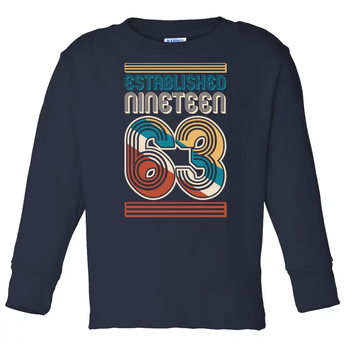 Retro Established Nineteen 63 1963 60th Birthday Toddler Long Sleeve Shirt