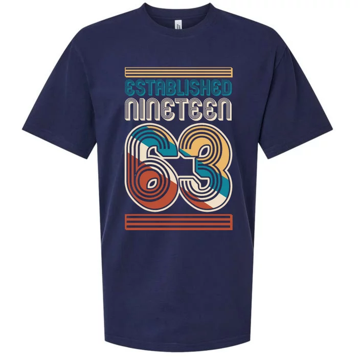 Retro Established Nineteen 63 1963 60th Birthday Sueded Cloud Jersey T-Shirt