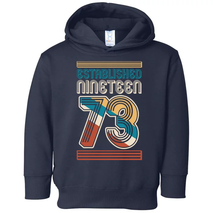 Retro Established Nineteen 73 1973 50th Birthday Toddler Hoodie