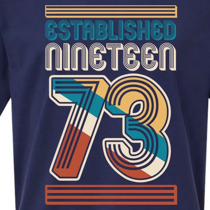 Retro Established Nineteen 73 1973 50th Birthday Sueded Cloud Jersey T-Shirt