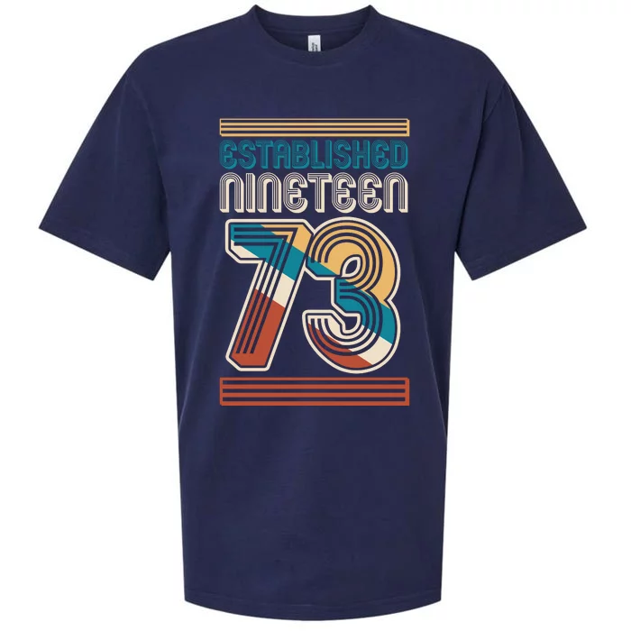 Retro Established Nineteen 73 1973 50th Birthday Sueded Cloud Jersey T-Shirt