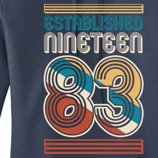 Retro Established Nineteen 83 1983 40th Birthday Women's Pullover Hoodie