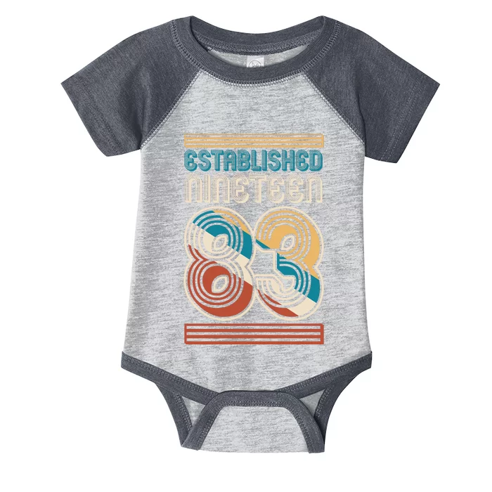 Retro Established Nineteen 83 1983 40th Birthday Infant Baby Jersey Bodysuit