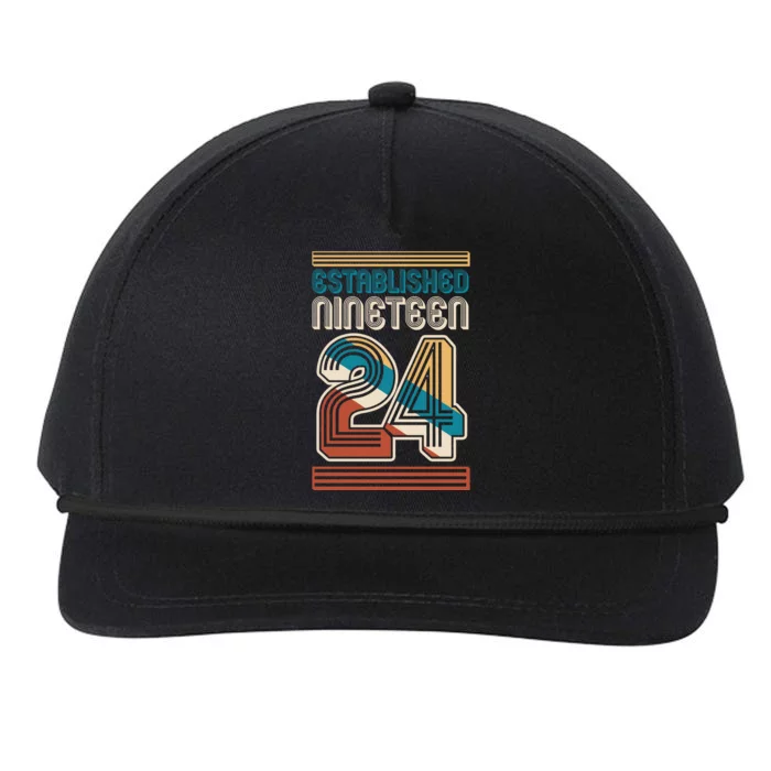 Retro Established Nineteen 24 1924 100th Birthday Snapback Five-Panel Rope Hat